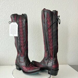 Lane LEXINGTON Knee High Womens Cowboy Boots 6 Black Cherry Western Cowgirl Tall